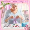 imageCoquimbo Sewing Kit for Adults Kids Beginner Traveler Portable Sewing Supplies Contains Soft Tape Measure Scissors Thimble Thread Sewing Needles Beige MWhiteGrandma