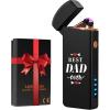 imageCoquimbo Gifts for Dad Men Him Electric Lighter Mens Dad Birthday Gifts Rechargeable Windproof Flameless Dual Arc Plasma Lighters for Household Candle Incense FireplaceBlack With Dad Text