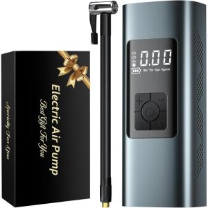 imageCoquimbo Bike Pump Tire Inflator Portable Air Compressor 150PSI Electric Air Pump for Car Tires Cordless Car Accessories Bike Motorcycle Pump Birthday Dad Gifts for Men Him OrangeGun Gray