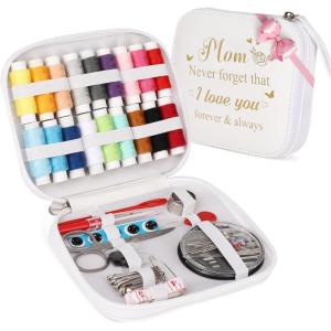 imageCoquimbo Sewing Kit for Adults Kids Beginner Traveler Portable Sewing Supplies Contains Soft Tape Measure Scissors Thimble Thread Sewing Needles Beige MWhiteMom