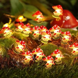 imageCoquimbo Christmas Lights Decorations 10FT 30LED Christmas Tree Snowman Crutch String Lights for Home Party Indoor Outdoor Xmas Festive Holiday DecorationsMushroom