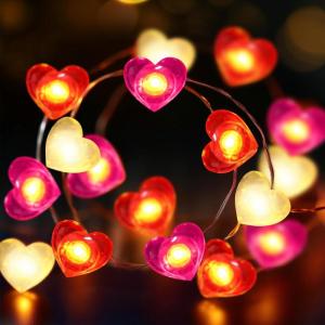 imageCoquimbo Christmas Lights Decorations 10FT 30LED Christmas Tree Snowman Crutch String Lights for Home Party Indoor Outdoor Xmas Festive Holiday DecorationsHeart