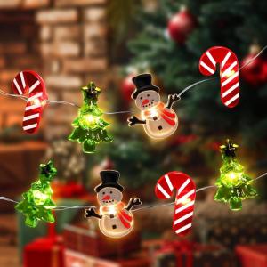 imageCoquimbo Christmas Lights Decorations 10FT 30LED Christmas Tree Snowman Crutch String Lights for Home Party Indoor Outdoor Xmas Festive Holiday DecorationsSnowman